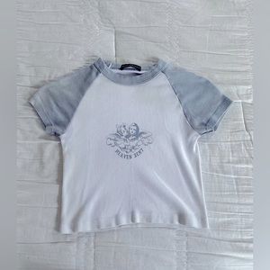 Brandy Melville Heaven Sent Angel short sleeve crop top